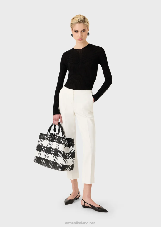 Women 086V312 Stretch Gabardine 7/8 Trousers Armani Silk White