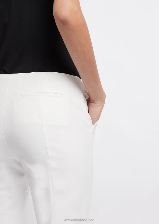 Women 086V312 Stretch Gabardine 7/8 Trousers Armani Silk White