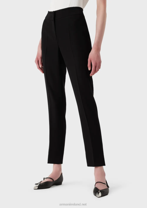 Women 086V315 Technical Cady Flared 7/8 Trousers Armani Black