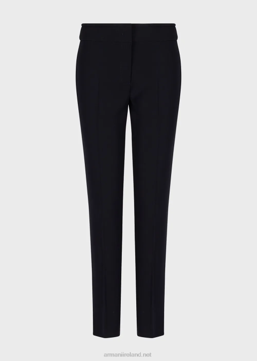 Women 086V316 Technical Cady Flared 7/8 Trousers Armani Navy Blue