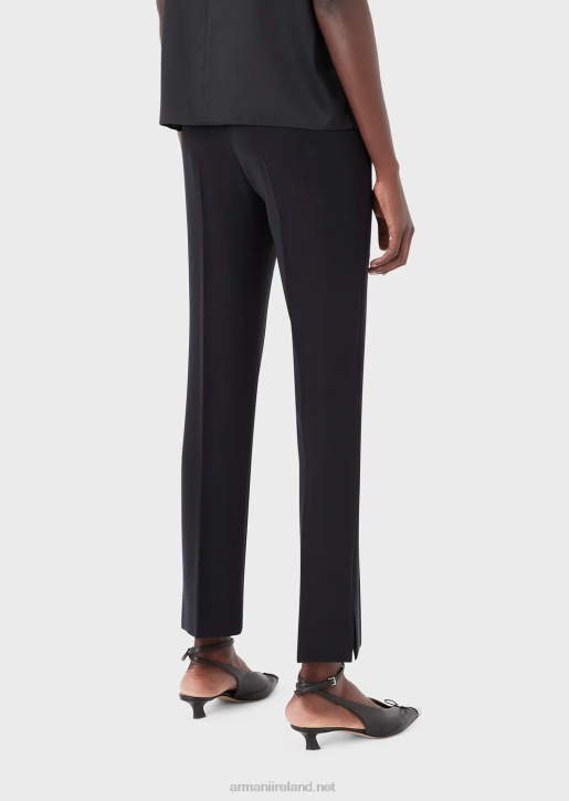 Women 086V316 Technical Cady Flared 7/8 Trousers Armani Navy Blue