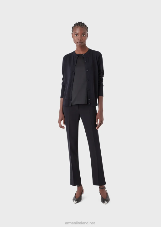 Women 086V316 Technical Cady Flared 7/8 Trousers Armani Navy Blue