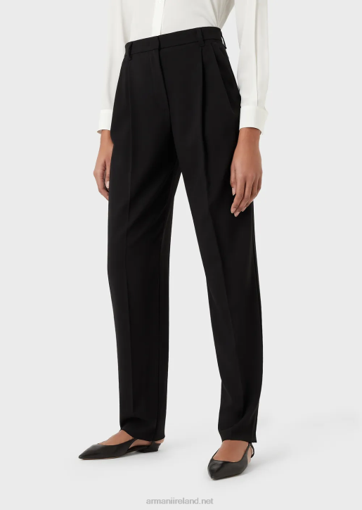 Women 086V319 Darted Trousers In Barathea Wool Armani Black