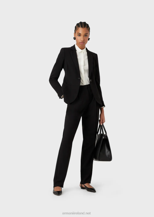 Women 086V319 Darted Trousers In Barathea Wool Armani Black