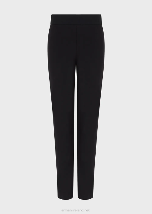 Women 086V320 Slim-Fit Pants In Milano Knit Fabric With Satin Band Armani Black
