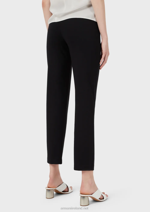 Women 086V320 Slim-Fit Pants In Milano Knit Fabric With Satin Band Armani Black