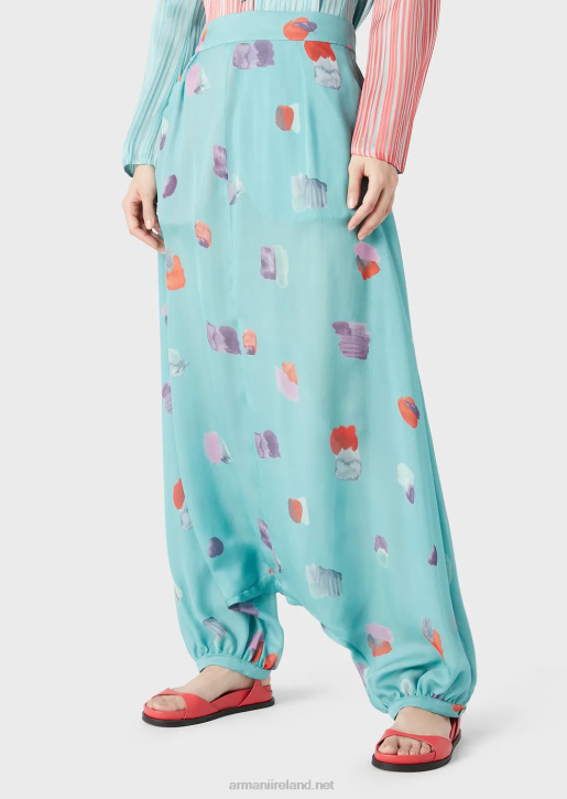 Women 086V325 Silk-Chiffon Jodhpurs With A Pictorial Print Armani