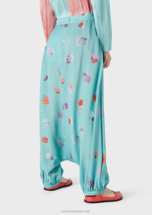 Women 086V325 Silk-Chiffon Jodhpurs With A Pictorial Print Armani