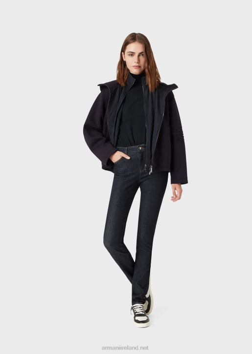 Women 086V399 J18 High-Waisted, Skinny-Leg Jeans In Mercerised Comfort Denim Armani Navy Blue