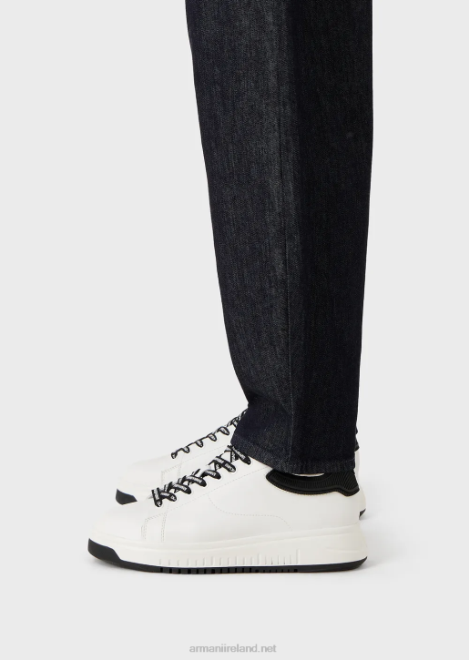 Women 086V400 J86 High-Waisted, Relaxed Leg Jeans In Rinsed Mercerised Denim Armani Dark Blue
