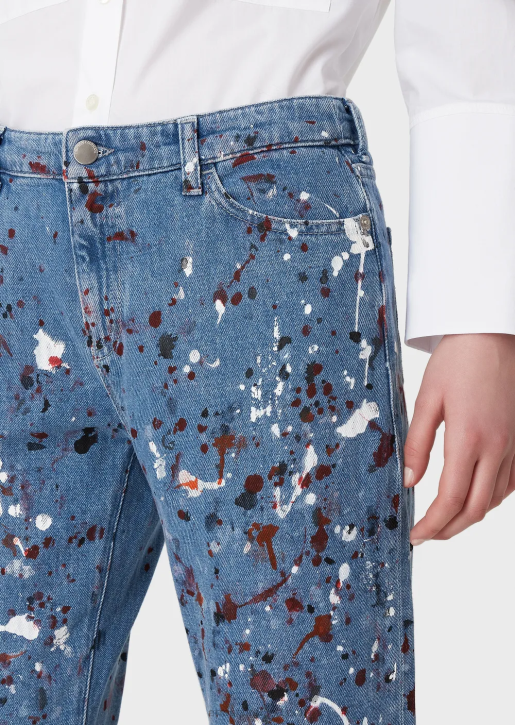 Women 086V402 J15 Medium-Waist, Cropped, Relaxed-Leg, Vintage-Look Denim Jeans With Multicoloured Spots Armani Multicolour