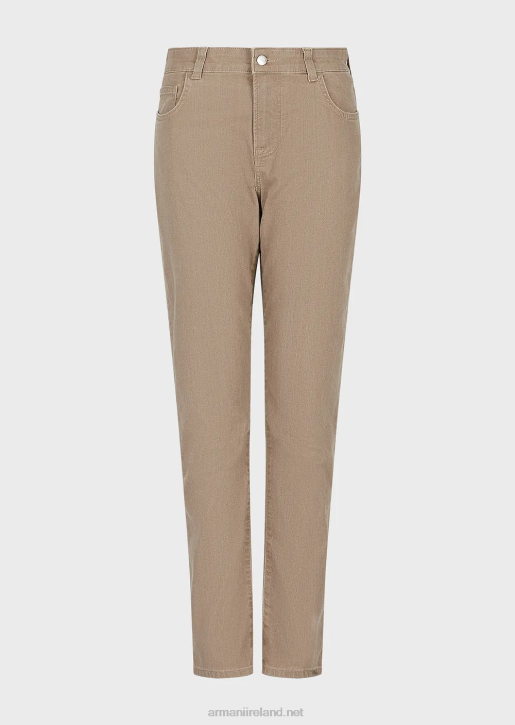 Women 086V403 J36 Medium-Waisted, Straight-Leg Jeans In Natural-Dyed Organic Denim Armani Beige