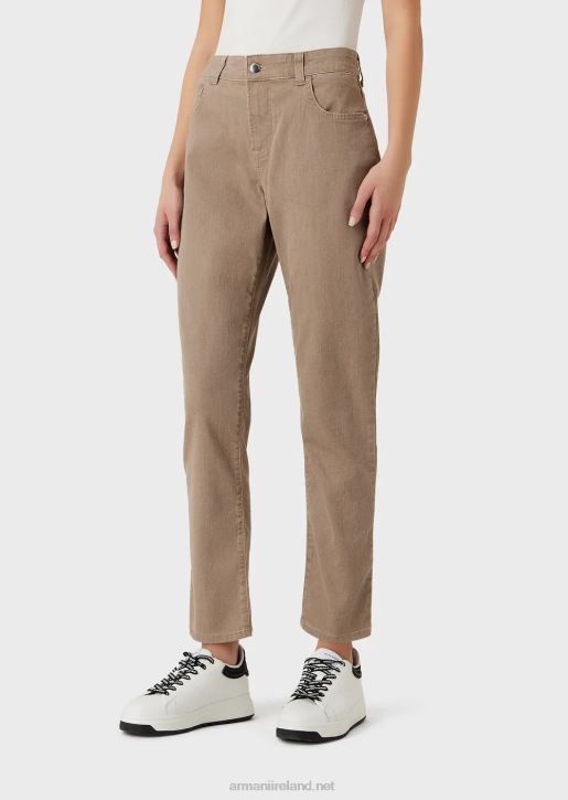 Women 086V403 J36 Medium-Waisted, Straight-Leg Jeans In Natural-Dyed Organic Denim Armani Beige