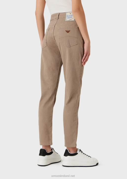Women 086V403 J36 Medium-Waisted, Straight-Leg Jeans In Natural-Dyed Organic Denim Armani Beige