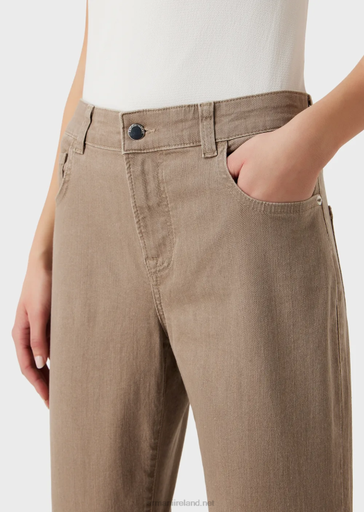 Women 086V403 J36 Medium-Waisted, Straight-Leg Jeans In Natural-Dyed Organic Denim Armani Beige