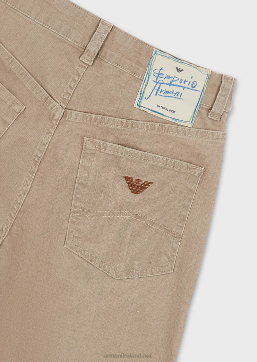 Women 086V403 J36 Medium-Waisted, Straight-Leg Jeans In Natural-Dyed Organic Denim Armani Beige