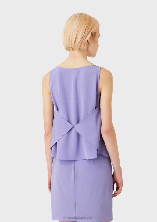 Women 086V343 Flared Top With Back Panels In Granite Fabric Armani Purple