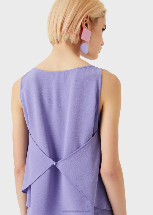 Women 086V343 Flared Top With Back Panels In Granite Fabric Armani Purple