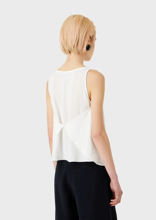 Women 086V344 Flared Top With Back Panels In Granite Fabric Armani White