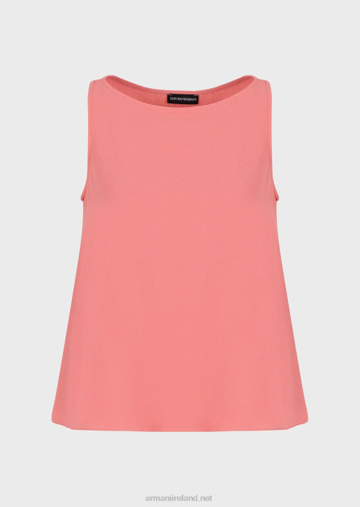 Women 086V345 Flared Top With Back Panels In Granite Fabric Armani Pink