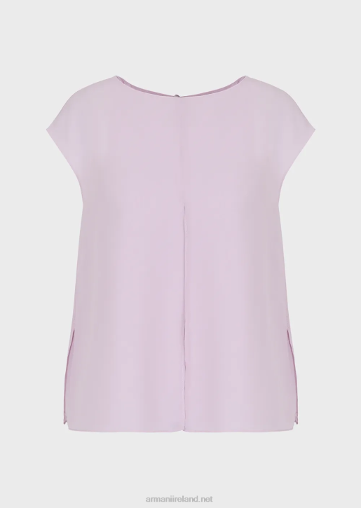 Women 086V347 Crepon Top With Cap Sleeves And Slit Armani Rosa Chiaro