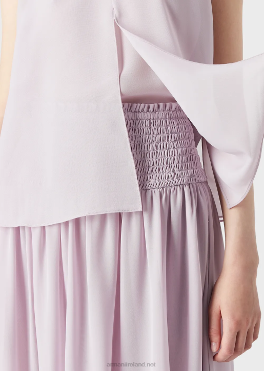 Women 086V347 Crepon Top With Cap Sleeves And Slit Armani Rosa Chiaro