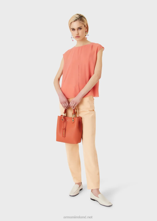 Women 086V349 Crepon Top With Cap Sleeves And Slit Armani