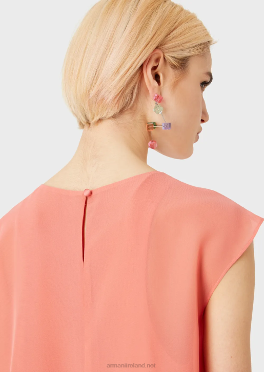 Women 086V349 Crepon Top With Cap Sleeves And Slit Armani