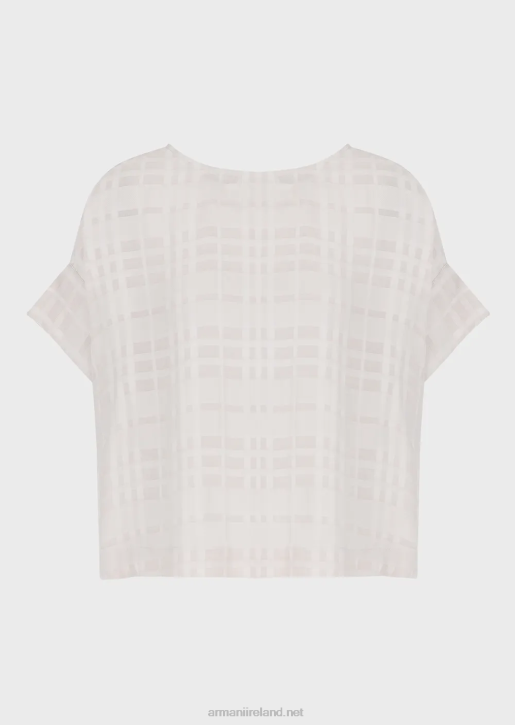 Women 086V350 Check Viscose Top With Buttons At The Back Armani Grigio Acqua