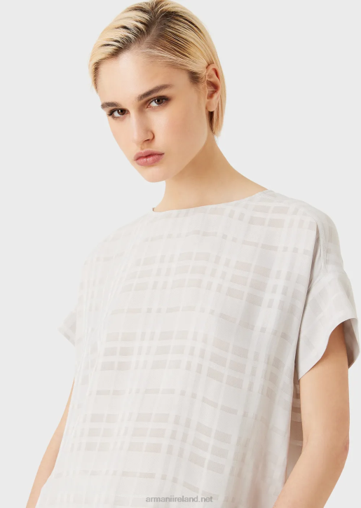 Women 086V350 Check Viscose Top With Buttons At The Back Armani Grigio Acqua