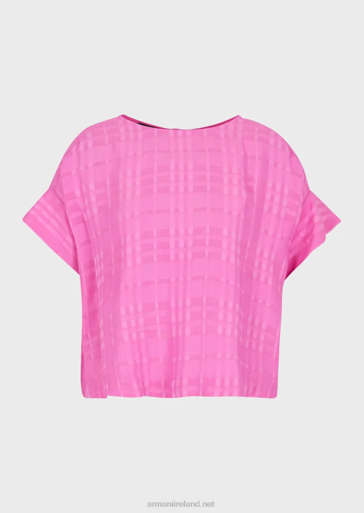 Women 086V351 Check Viscose Top With Buttons At The Back Armani Fuchsia