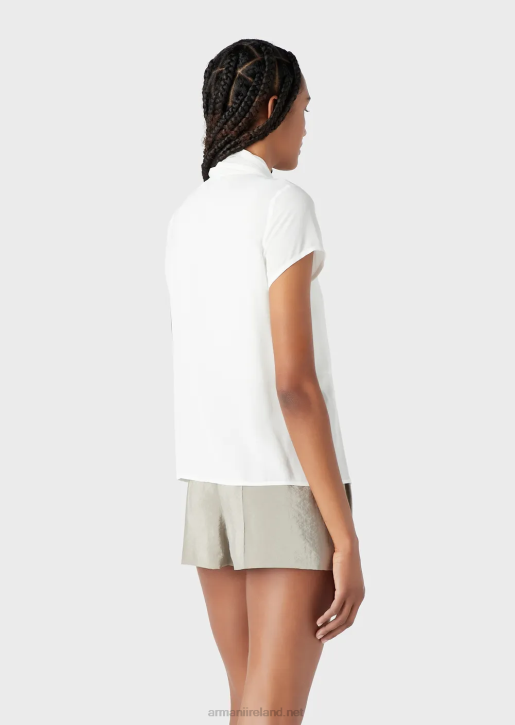 Women 086V352 Foulard-Collar Blouse With Viscose Crepe Top Armani White