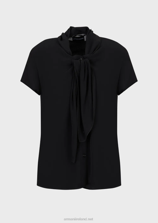 Women 086V353 Foulard-Collar Blouse With Viscose Crepe Top Armani Black