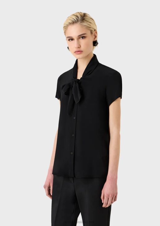 Women 086V353 Foulard-Collar Blouse With Viscose Crepe Top Armani Black