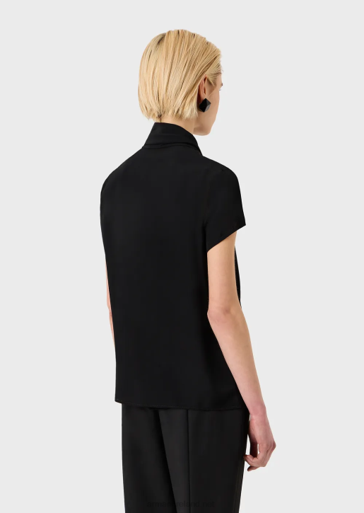 Women 086V353 Foulard-Collar Blouse With Viscose Crepe Top Armani Black