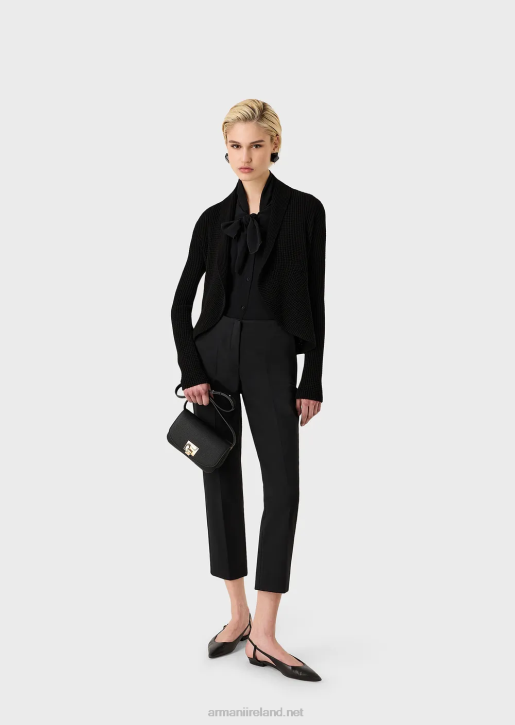 Women 086V353 Foulard-Collar Blouse With Viscose Crepe Top Armani Black