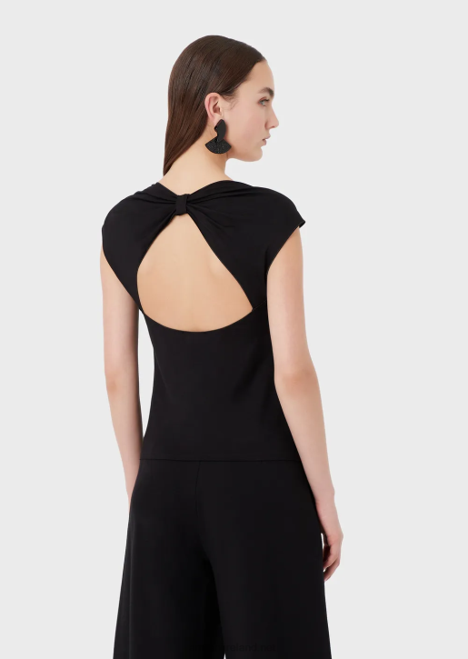 Women 086V354 Viscose-Jersey Top With Oversized Bow Armani Black