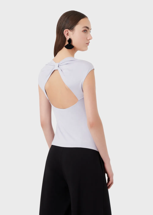Women 086V356 Viscose-Jersey Top With Oversized Bow Armani Lilla