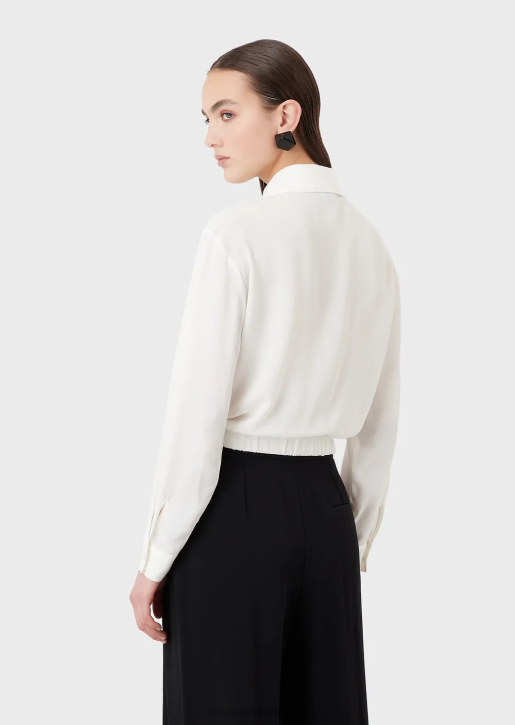 Women 086V359 Viscose Crepe Shirt With Twisted Knot Armani White