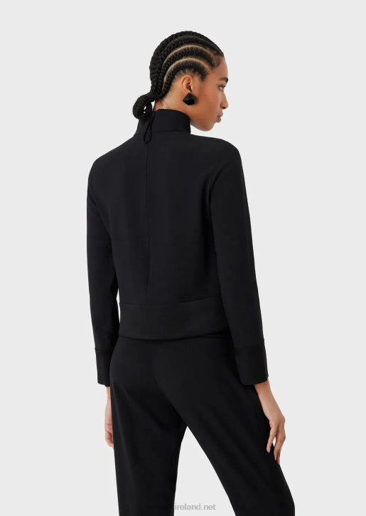 Women 086V365 Mock-Neck Blouse In Envers Satin Armani Black