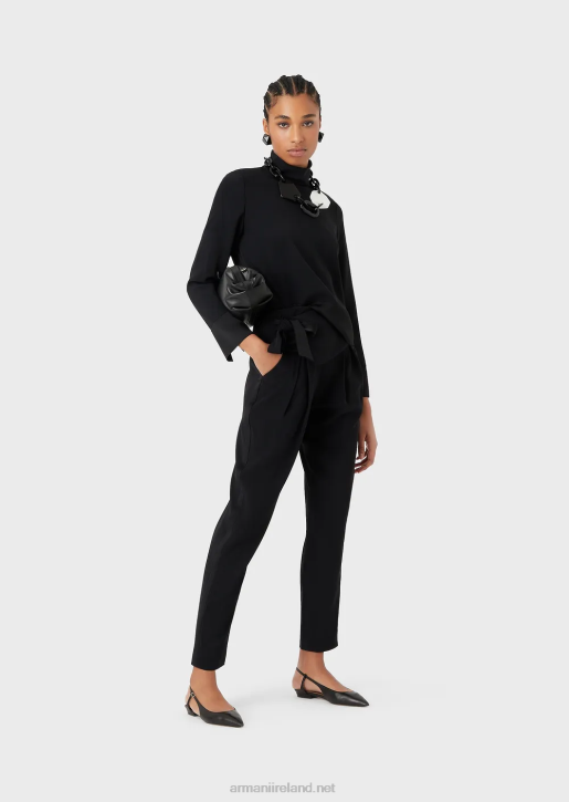 Women 086V365 Mock-Neck Blouse In Envers Satin Armani Black