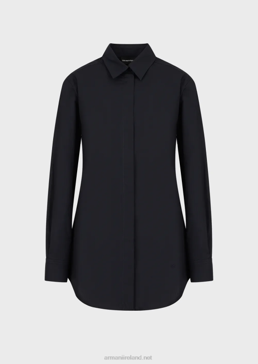Women 086V366 Oversized Poplin Shirt With Opening Armani Navy Blue