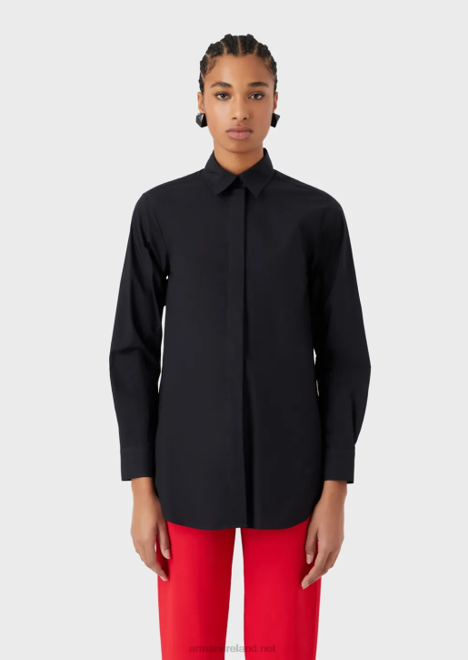 Women 086V366 Oversized Poplin Shirt With Opening Armani Navy Blue