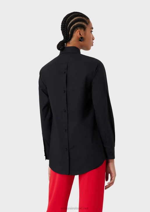 Women 086V366 Oversized Poplin Shirt With Opening Armani Navy Blue