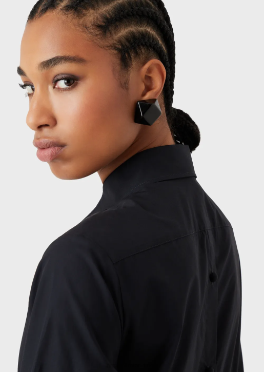 Women 086V366 Oversized Poplin Shirt With Opening Armani Navy Blue