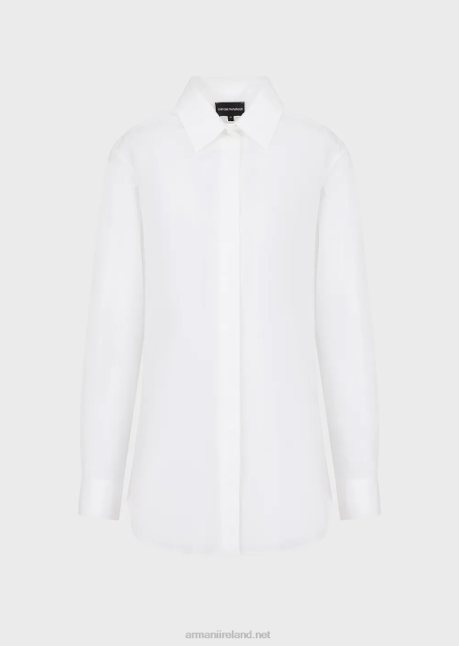 Women 086V367 Oversized Poplin Shirt With Opening Armani White