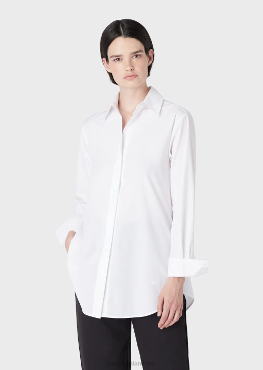 Women 086V367 Oversized Poplin Shirt With Opening Armani White
