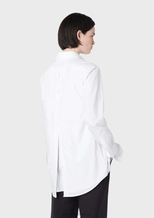 Women 086V367 Oversized Poplin Shirt With Opening Armani White