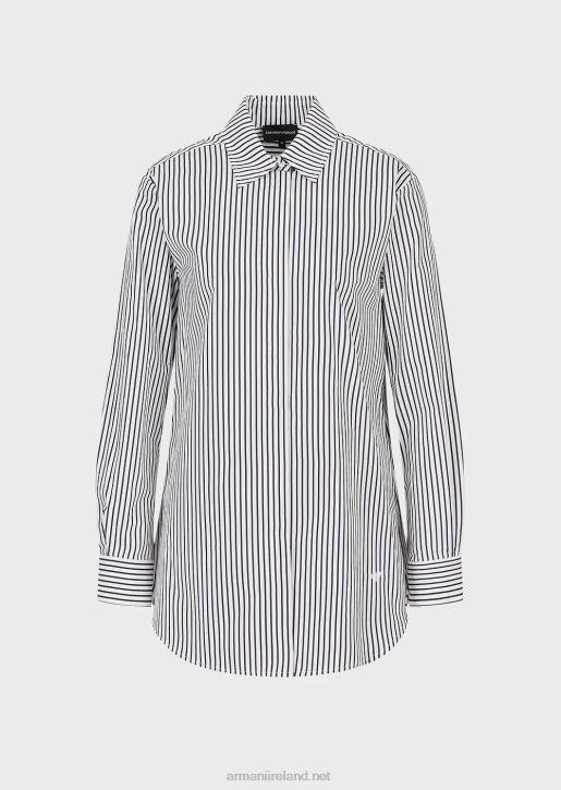 Women 086V368 Oversized Poplin Shirt With Opening Armani Pattern