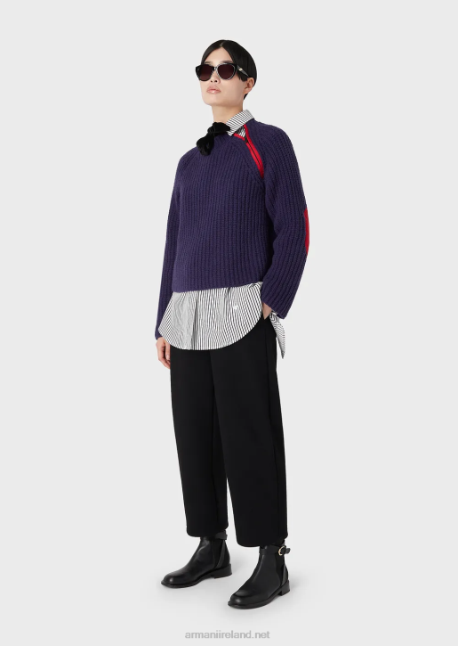 Women 086V368 Oversized Poplin Shirt With Opening Armani Pattern